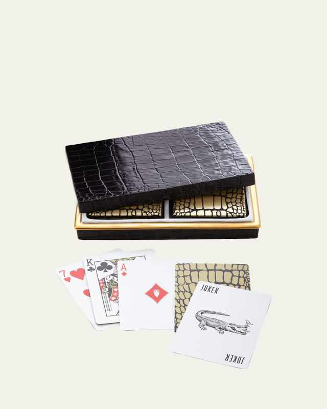 Crocodile-Embossed Box with Playing Cards